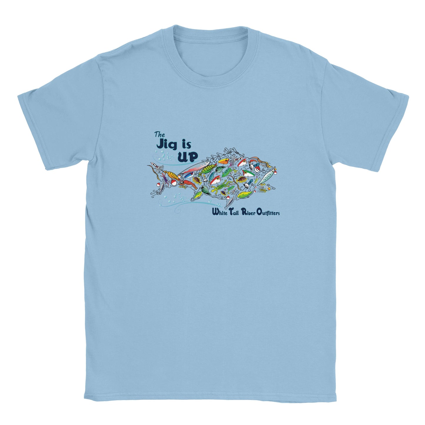 Women's Light Blue Unisex Crewneck T-shirt with "The Jig is UP" print