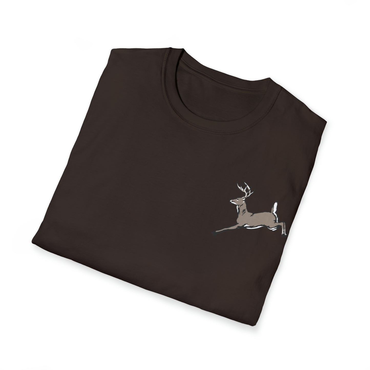 Adult "North American White Tail Buck" Classic Short Sleeve Unisex T shirt print Chocolate Brown