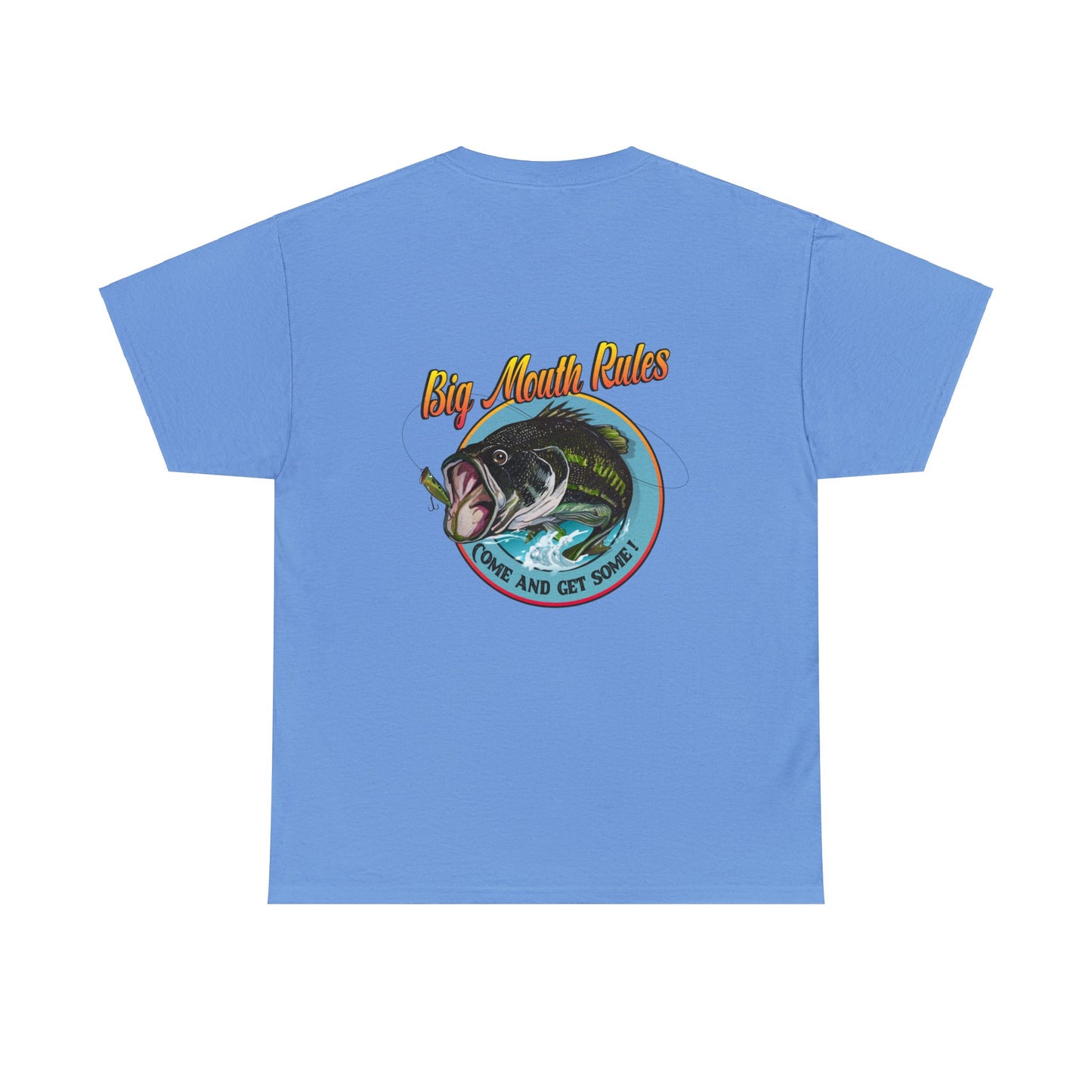 Adult "Big Mouth Rules " Bass Short Sleeve T shirt print Carolina Blue