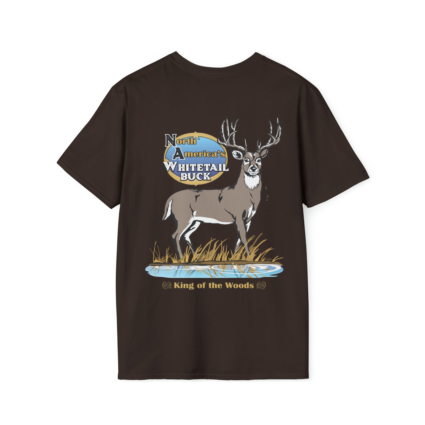 Adult "North American White Tail Buck" Classic Short Sleeve Unisex T shirt print Chocolate Brown