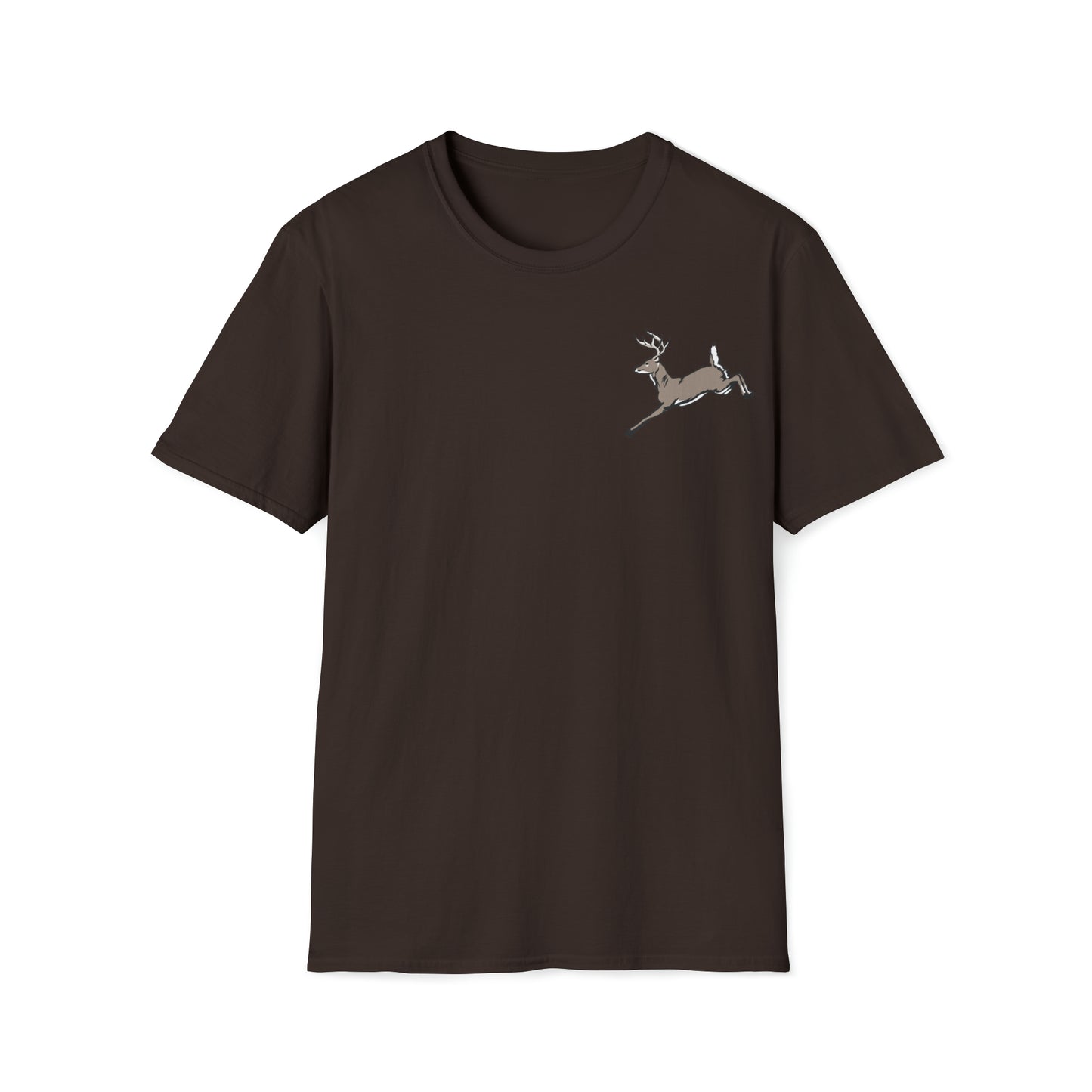 Adult "North American White Tail Buck" Classic Short Sleeve Unisex T shirt print Chocolate Brown