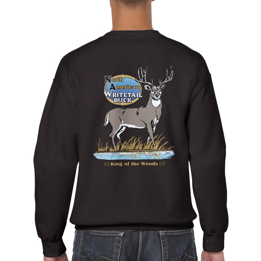 Adult "North American White Tail Buck" Sweat Shirt Print Dark Brown