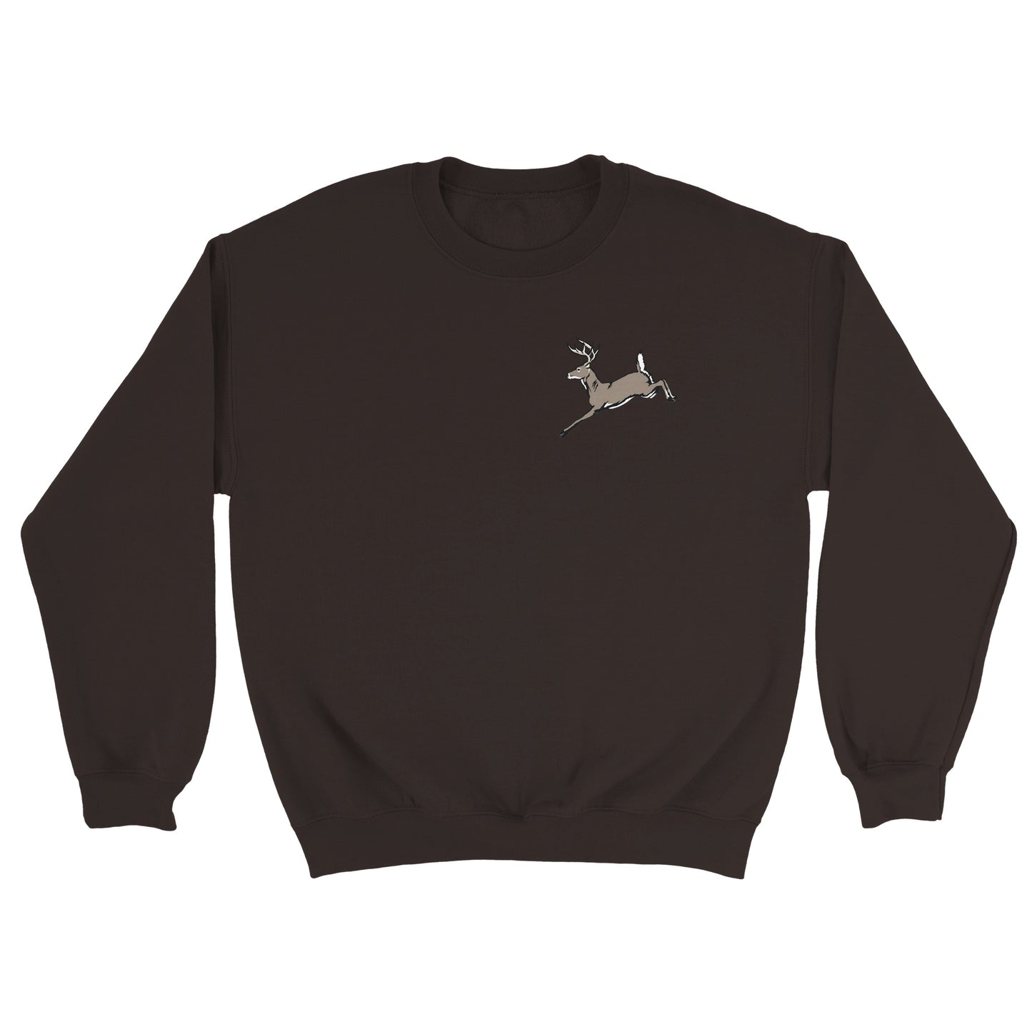 Adult "North American White Tail Buck" Sweat Shirt Print Dark Brown