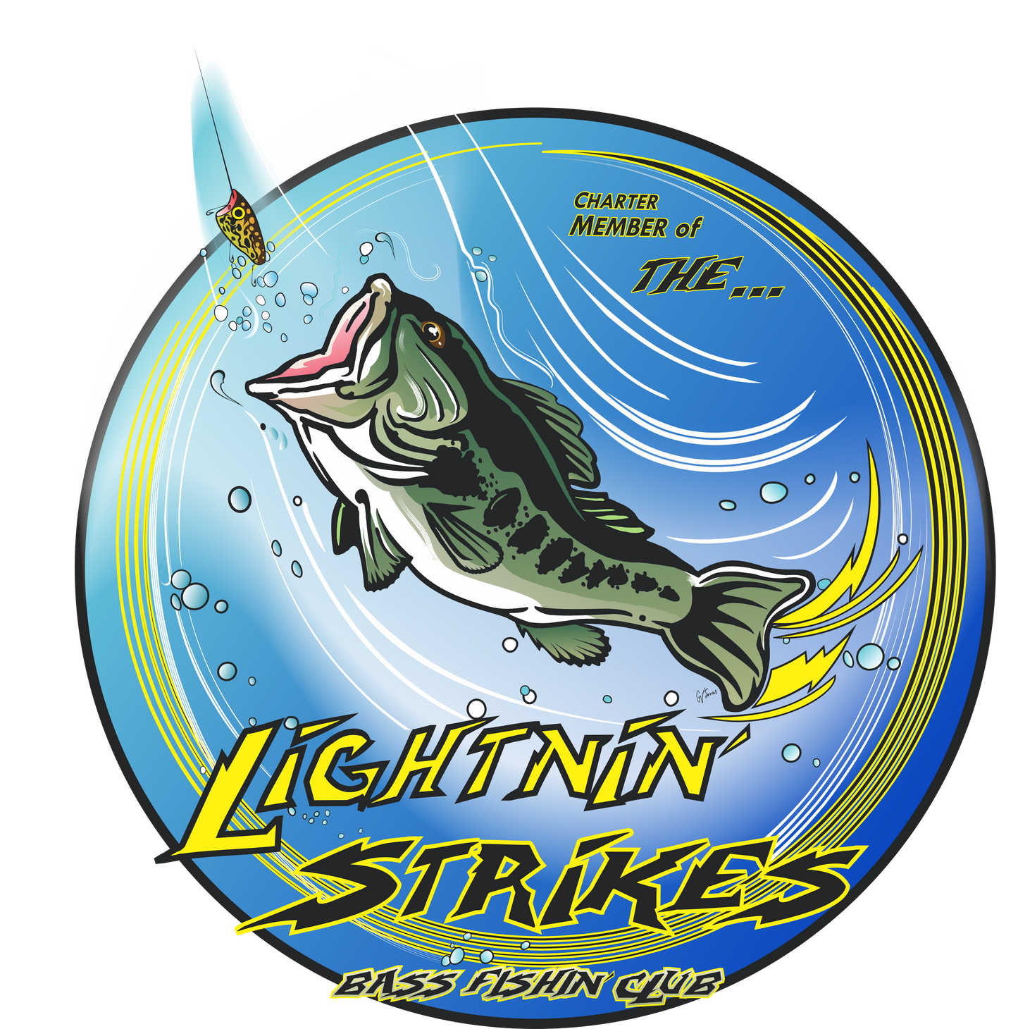 "Lightnin' Strikes" Bass Fishin' Club Heavyweight Unisex Short Sleeve Crewneck T-shirt