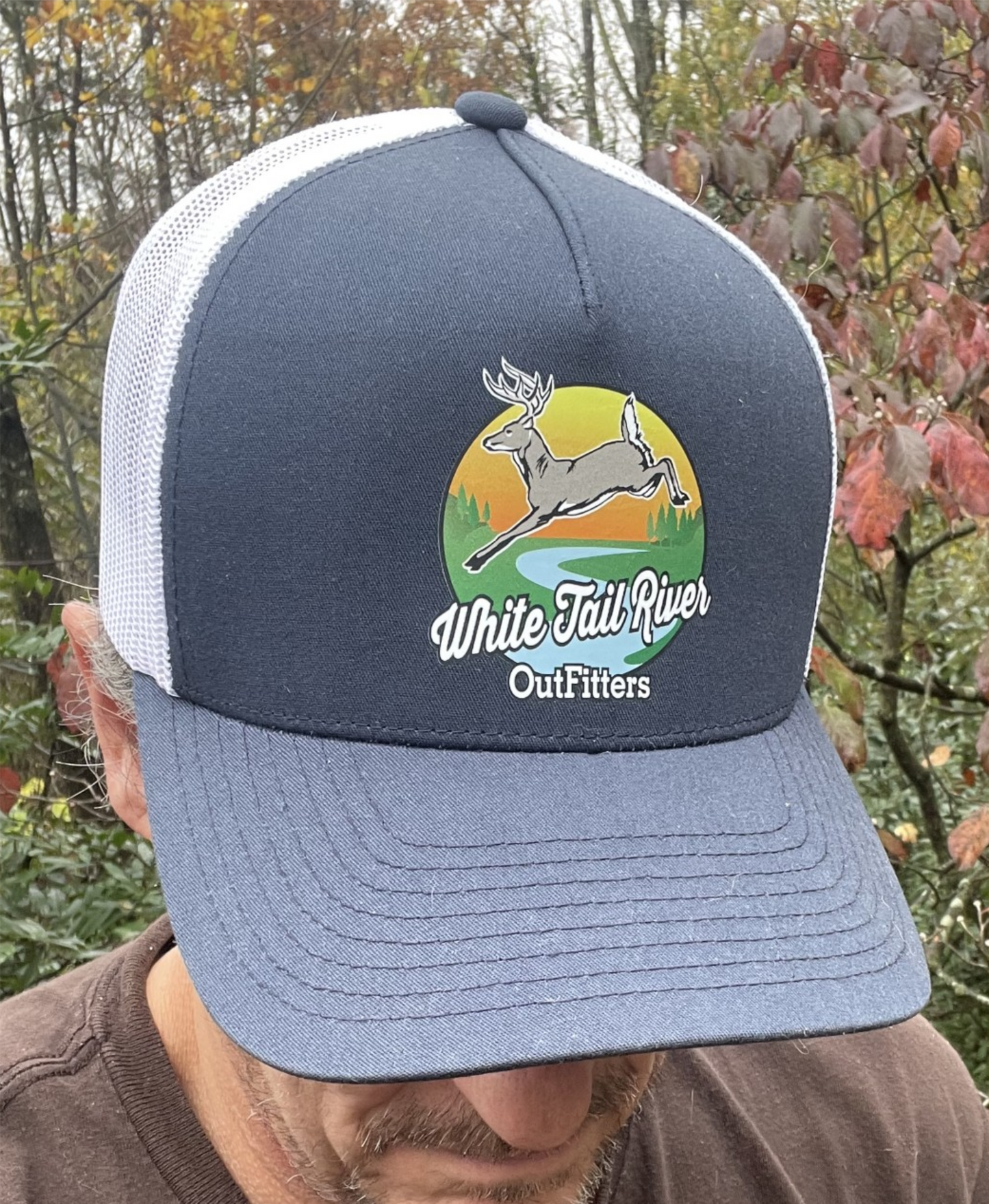 White Tail River Outfitters White Mesh Five-Panel Retro Trucker Cap